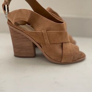 Marc Fisher Valen Sandal- Dark Natural Suede
